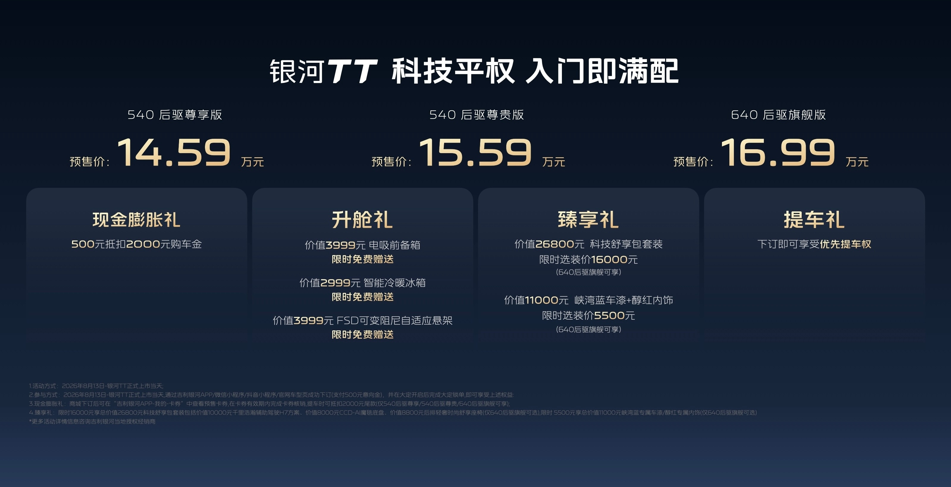 吉利银河TT全球预售预售价出来了，做个大胆预测：银河TT月销有望破万！原因很
