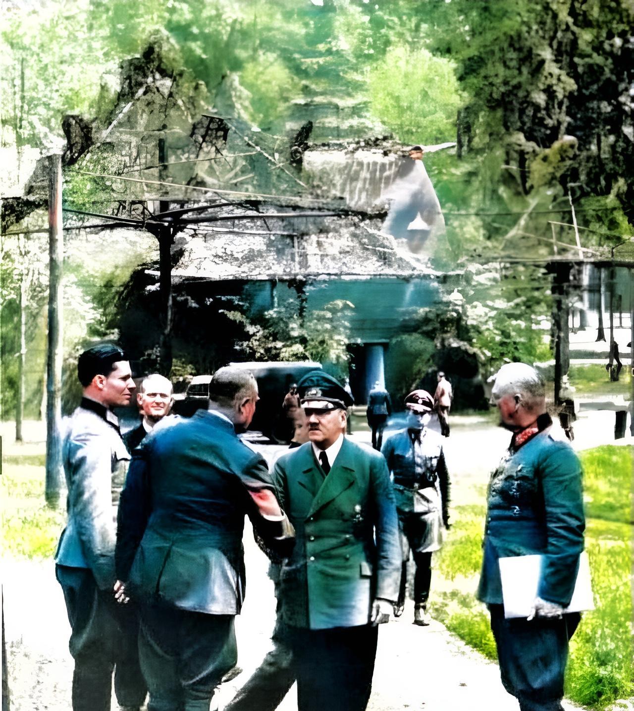 这是1944年7月15日，希特勒与克劳斯·冯·施陶芬贝格上校亲密地握手寒暄。此时