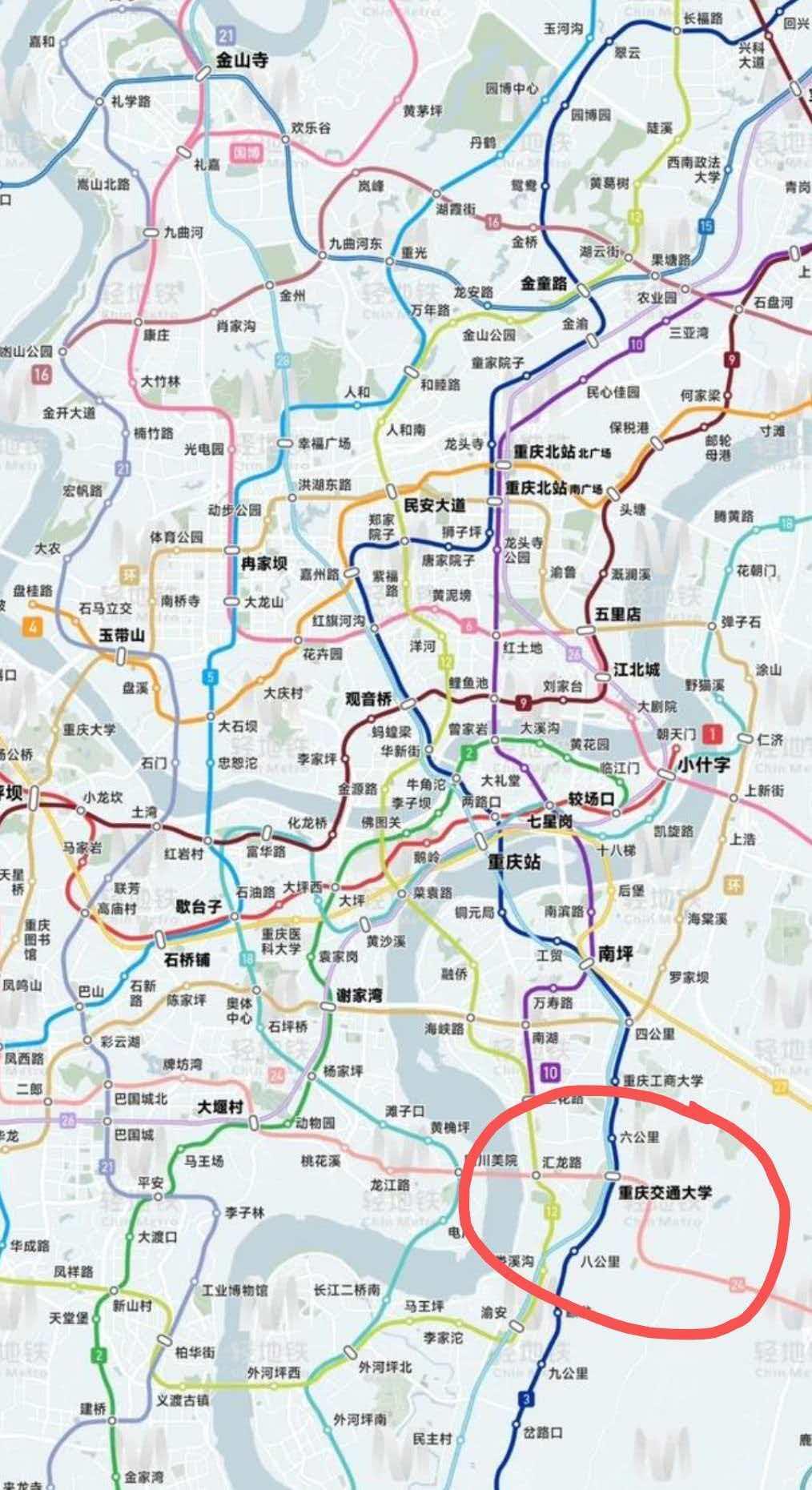 重庆轨道交通二十四号线的二期，虽然说还在纸上，但从图中的规划，感觉为啥要绕个变，