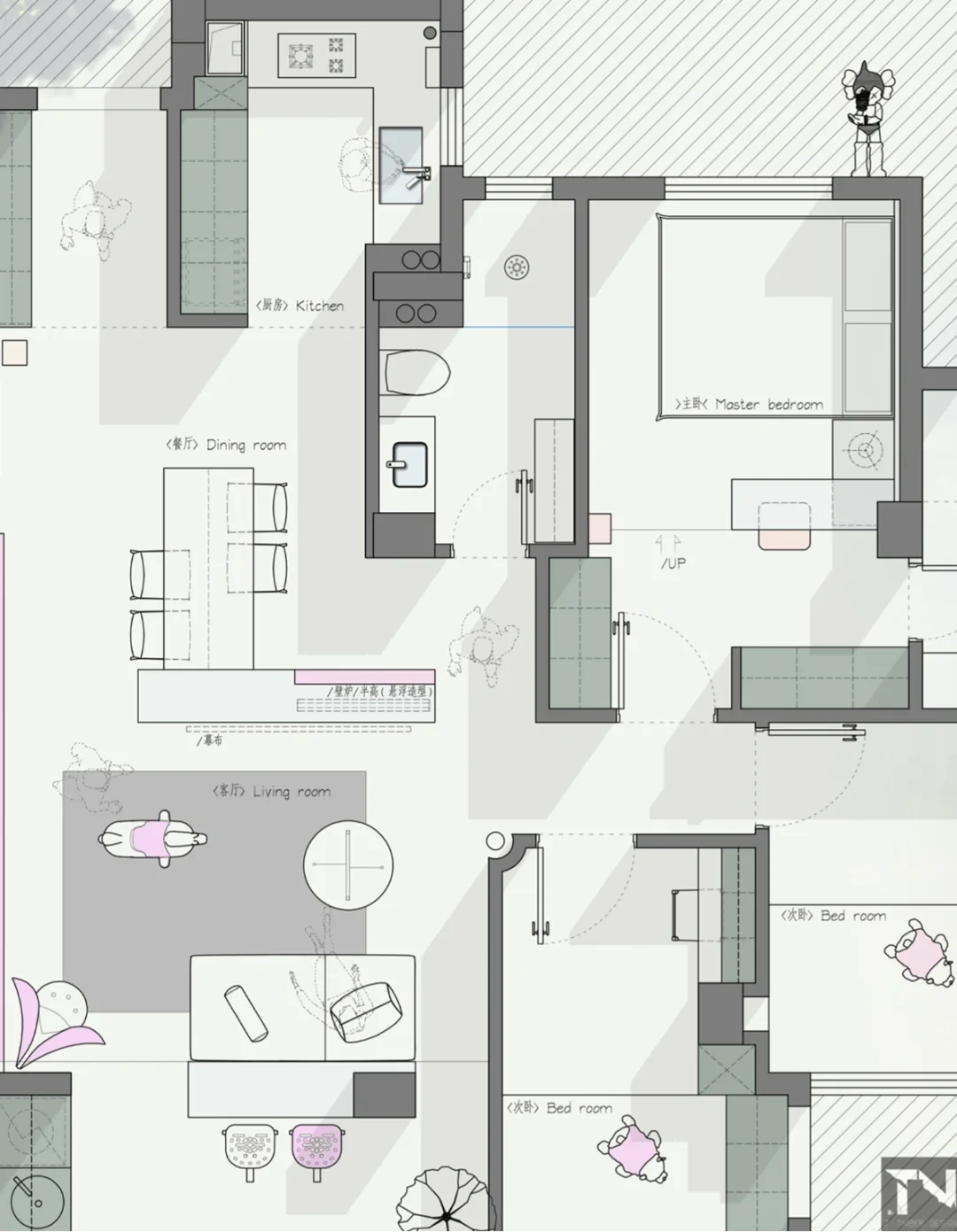 经典户型的改造优化，双独立儿童房设计