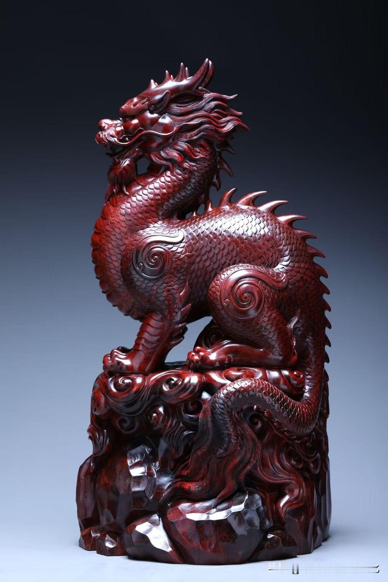 小叶紫檀青龙瑞兽｜龙腾纳吉，气场全开✨华夏至尊瑞兽，镇宅兴运的红木重器来了！