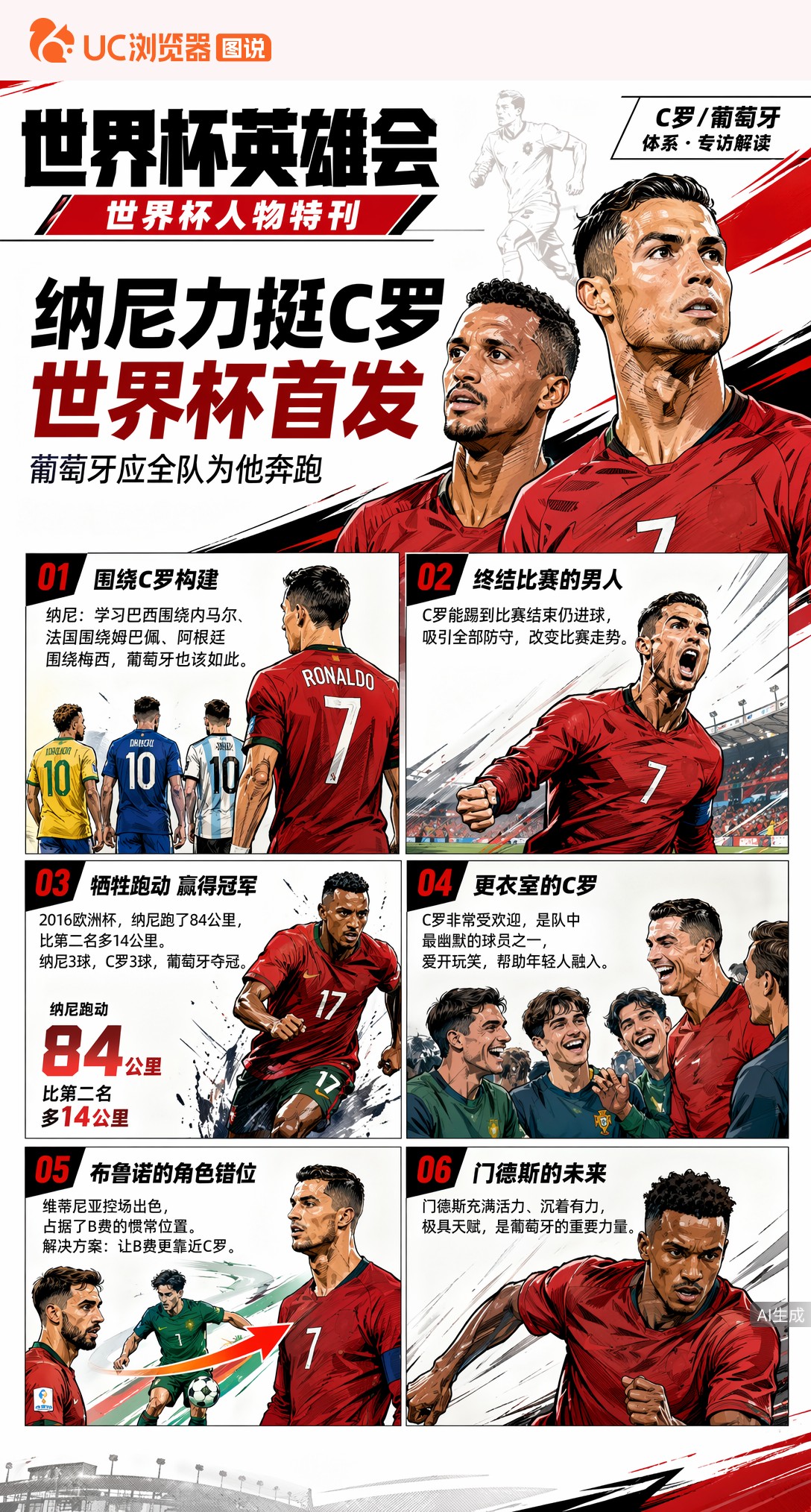 纳尼力挺C罗世界杯首发：葡萄牙应全队为他奔跑