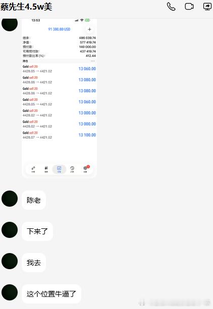恭喜实盘蔡先生在我的指导下进场拿下70点利润！恭喜实盘蔡先生账户一单成功盈利91380美刀！市场就是