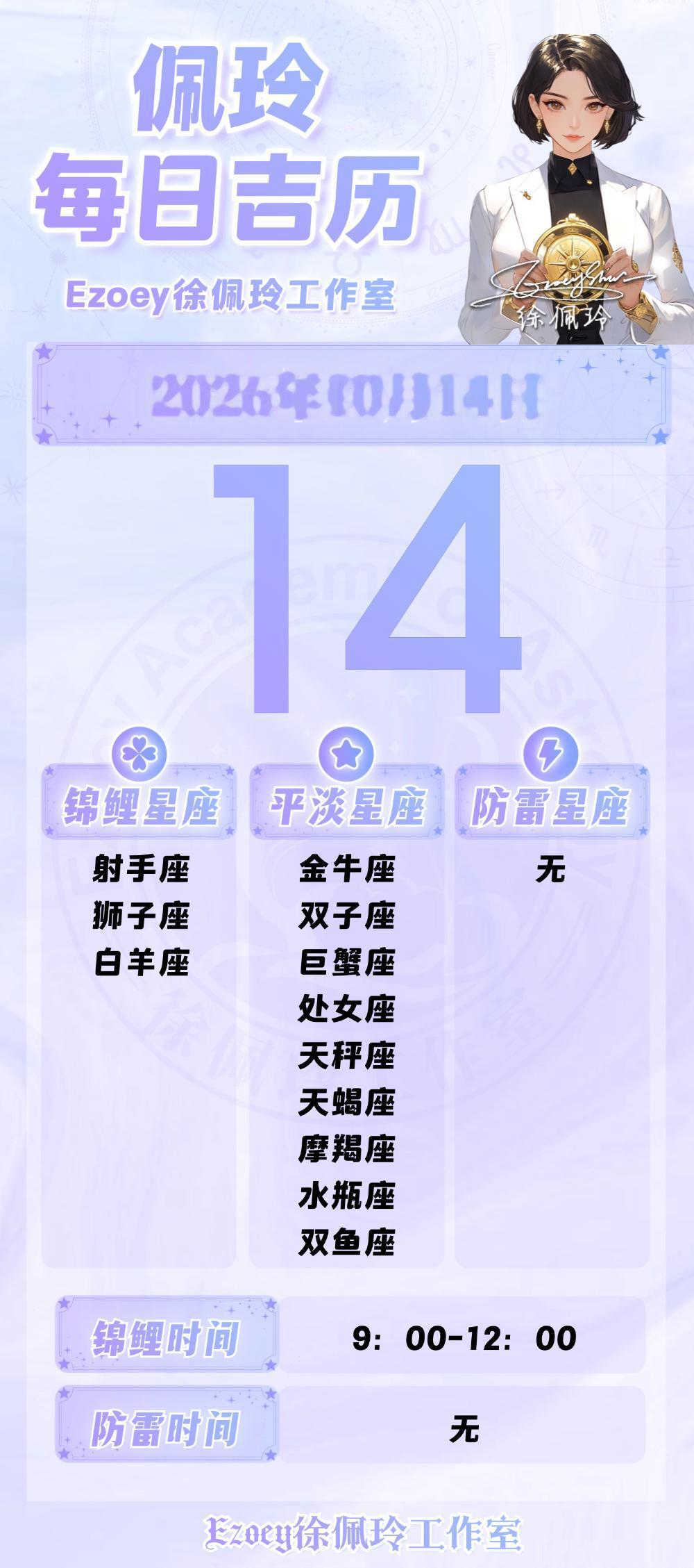 【10.14日播报】乐观勇敢日锦鲤星星：射手座、狮子座、白羊座——Ezoey徐