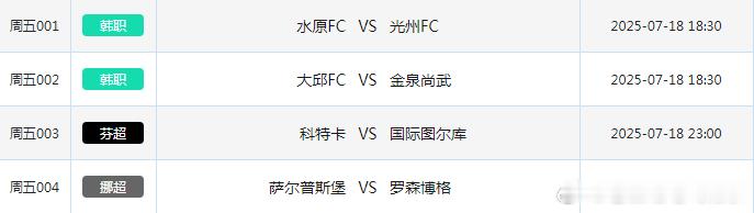 7.18竞彩足球赛事场次共4场！​​​