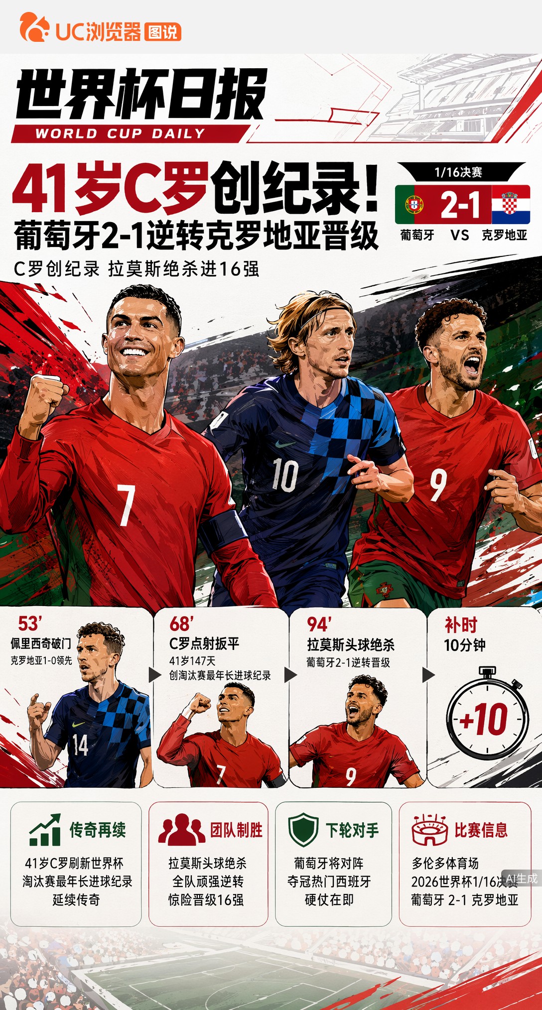 41岁C罗创纪录！葡萄牙2-1逆转克罗地亚晋级