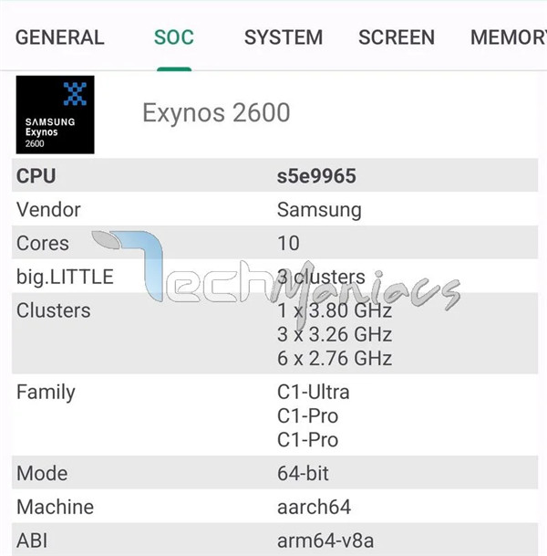 全球首款2纳米芯片Exynos2600的多核成绩有点顶，直接突破了1.1万分，