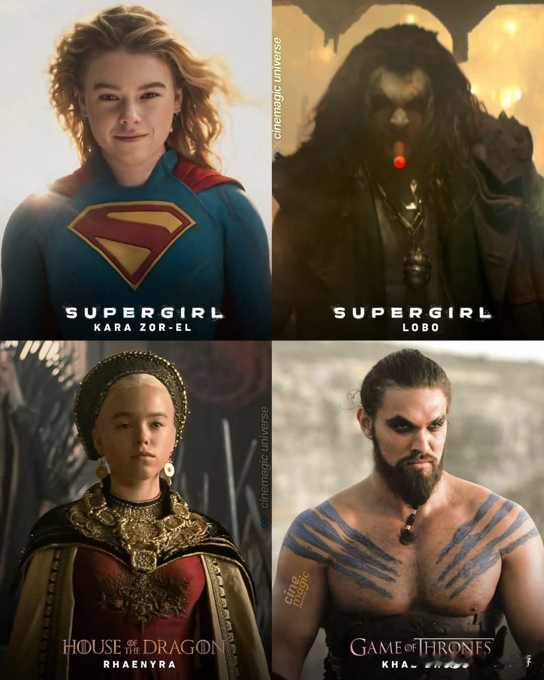 好莱坞演员米莉·奥尔科克（雷妮拉·坦格利安）和杰森·莫莫阿（达罗克·霍洛）在《超