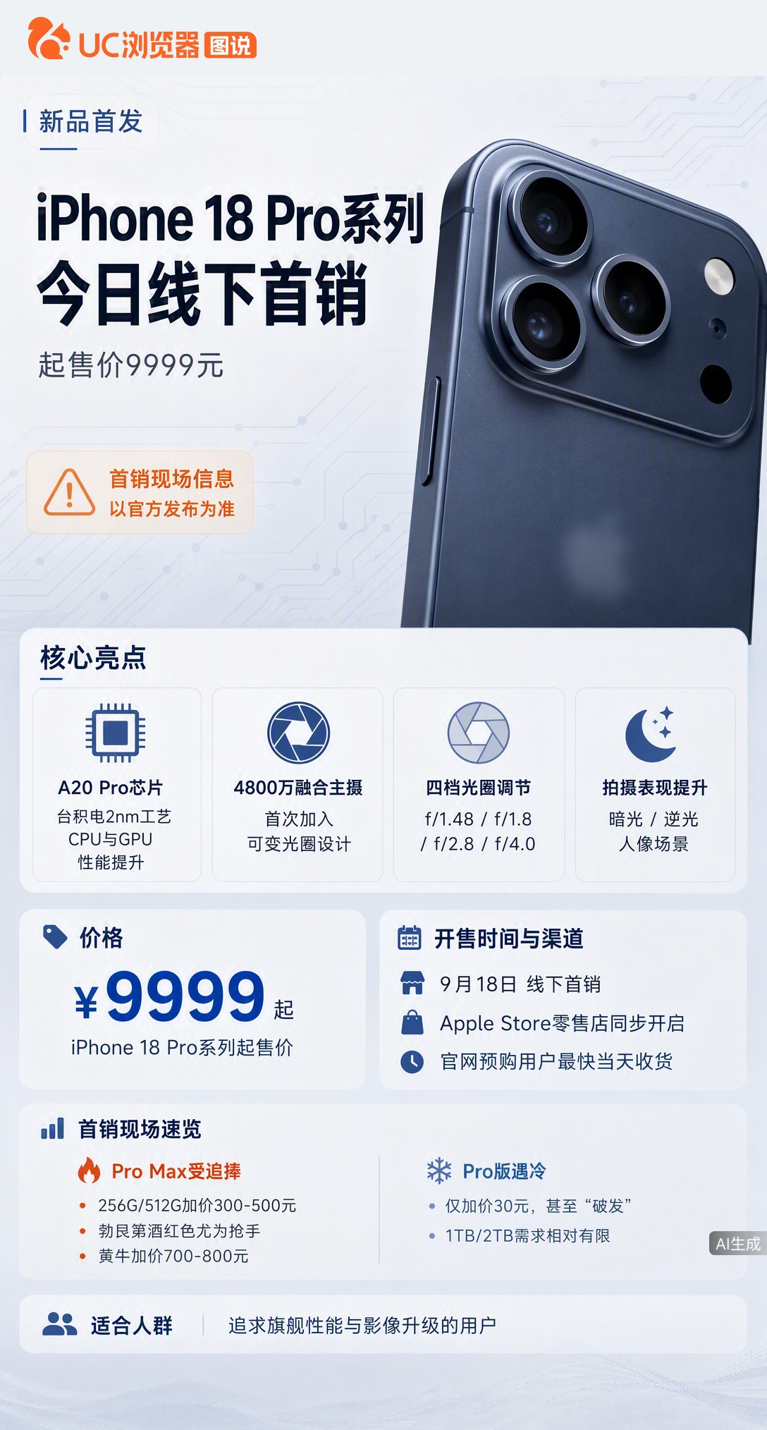 iPhone18Pro系列首销冰火两重天：ProMax黄牛加价七八百抢手，Pro版却几乎原价没人要。