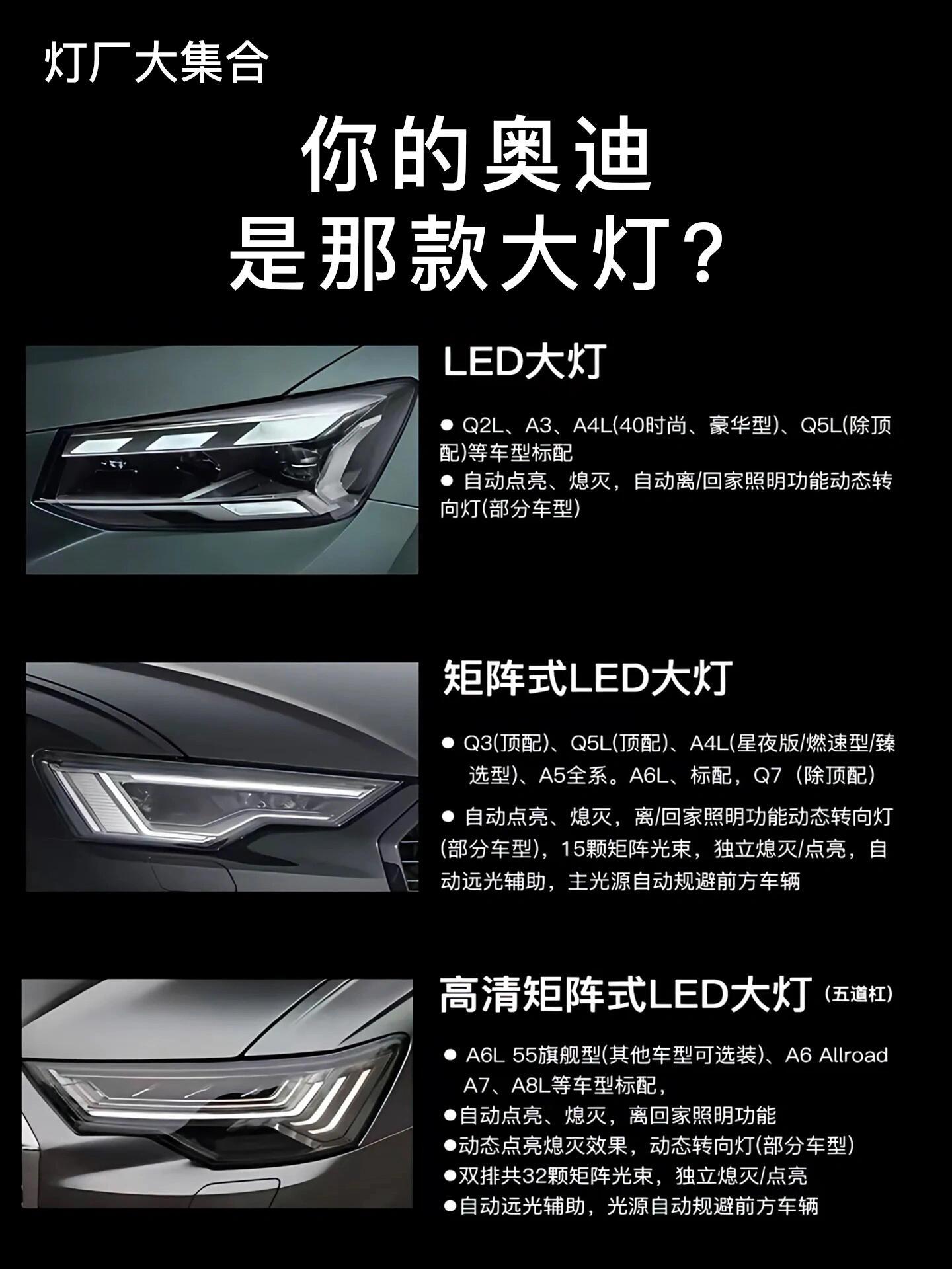 奥迪的大灯你都能分清楚吗？​​​