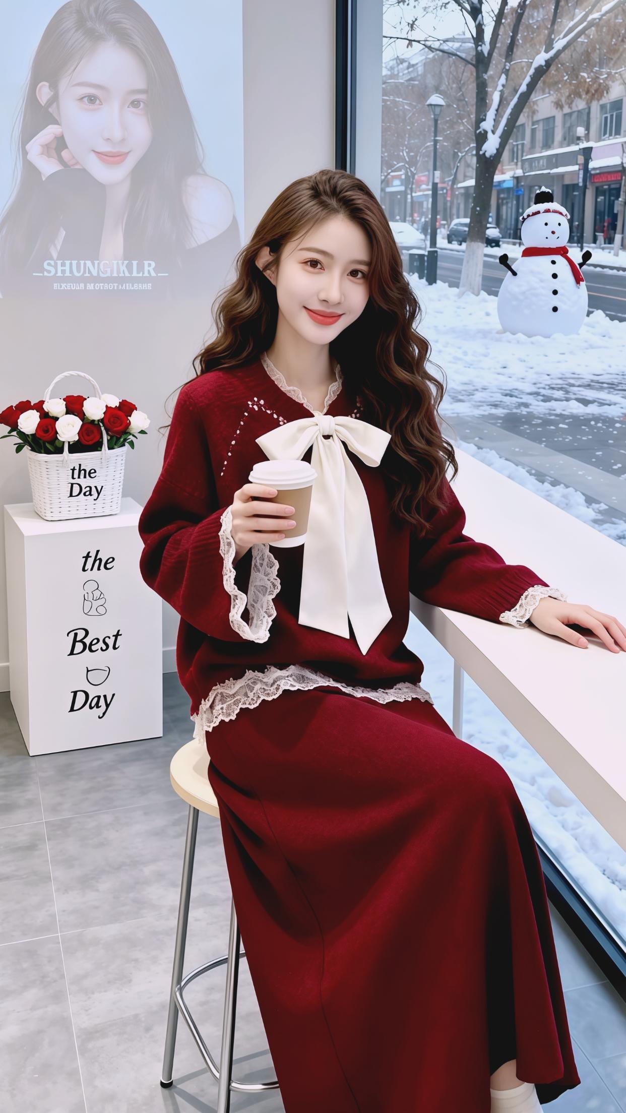 穿搭女装新年战袍套装两件套时尚