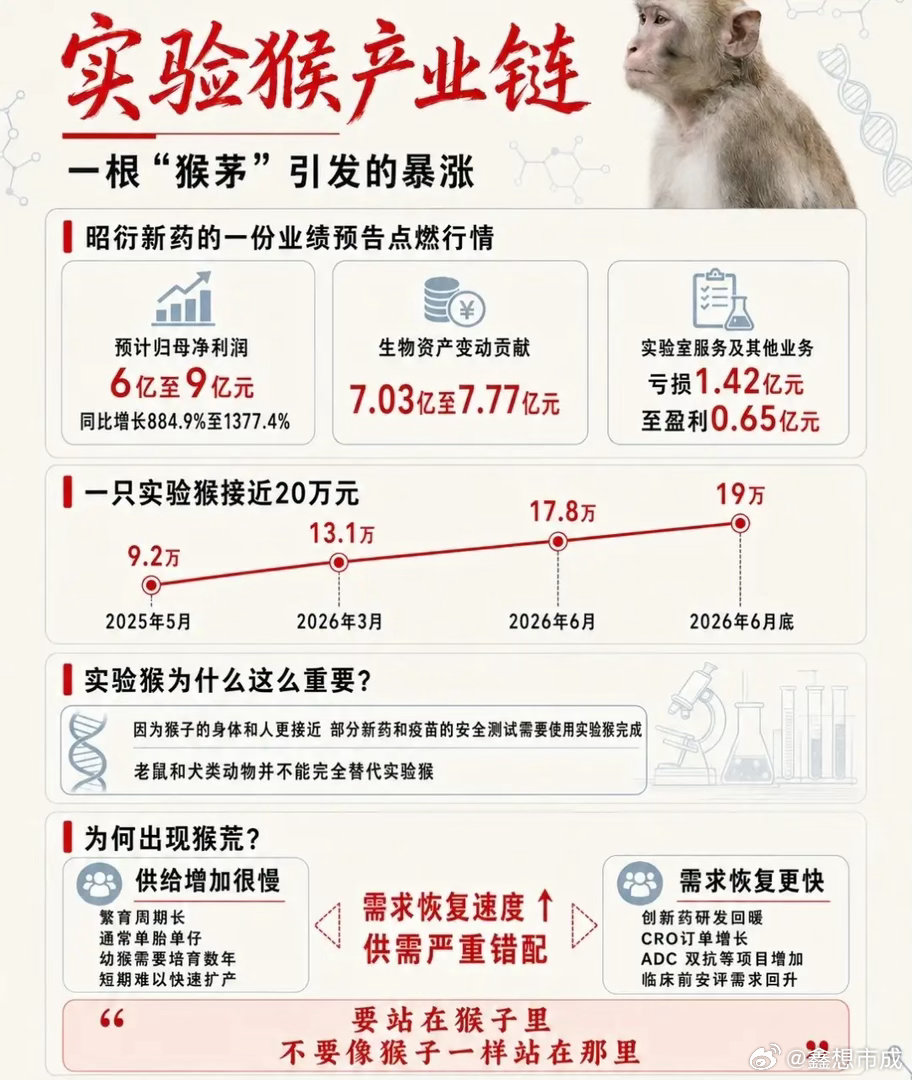 活久见！不炒存储不炒光，改超猴了？科技新题材“猴概念”！近期昭衍新药超800%的