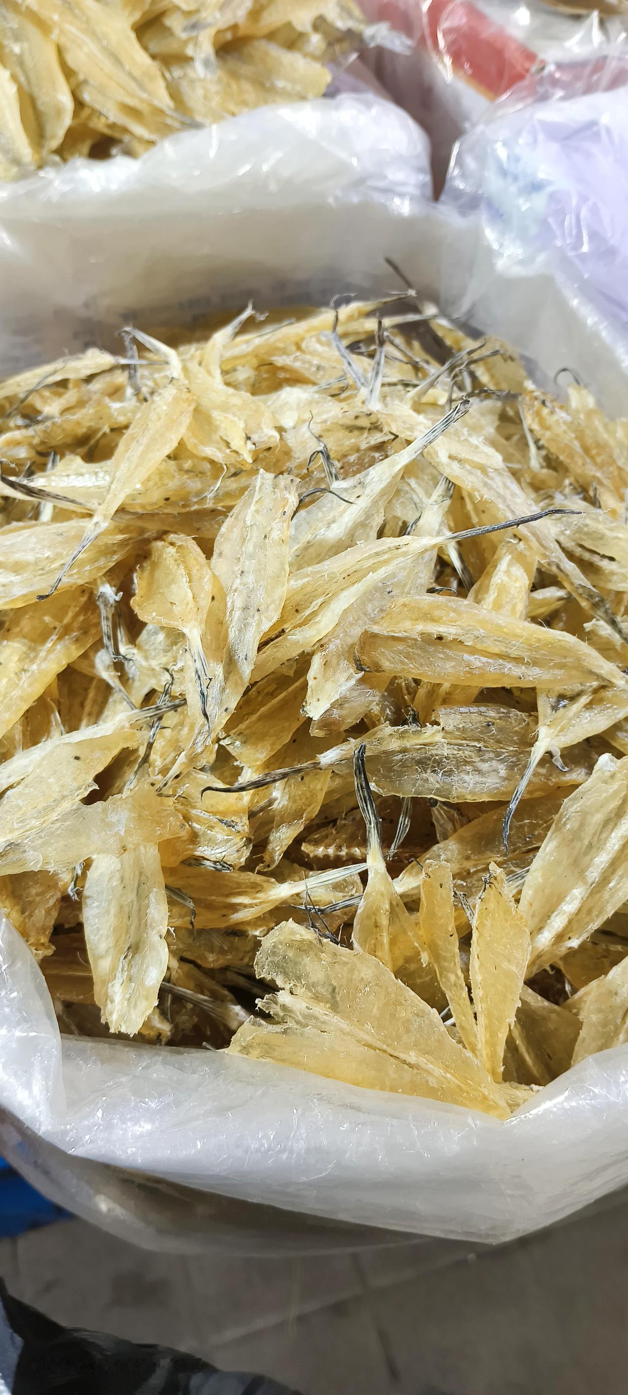 今早跑老城区的海鲜干货市场，一进门就被这几堆货勾住脚了。最上头的是那堆半透