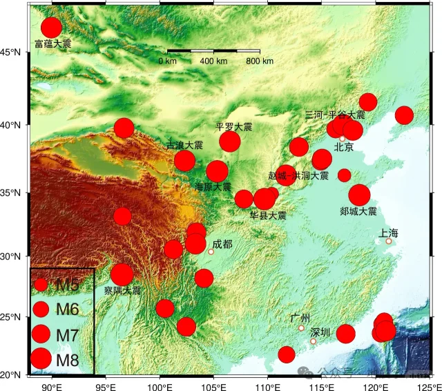 我国8级地震的时空分布