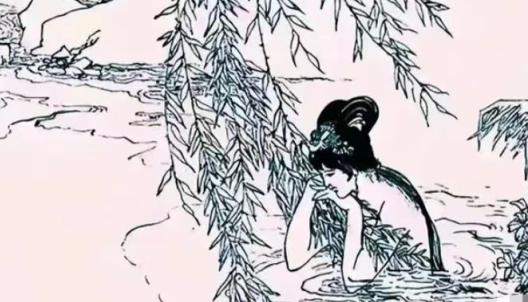 古时，一男子山中放牛，发现3个女子在水潭中洗澡，就趴在草丛中偷看！谁知3个女子觉