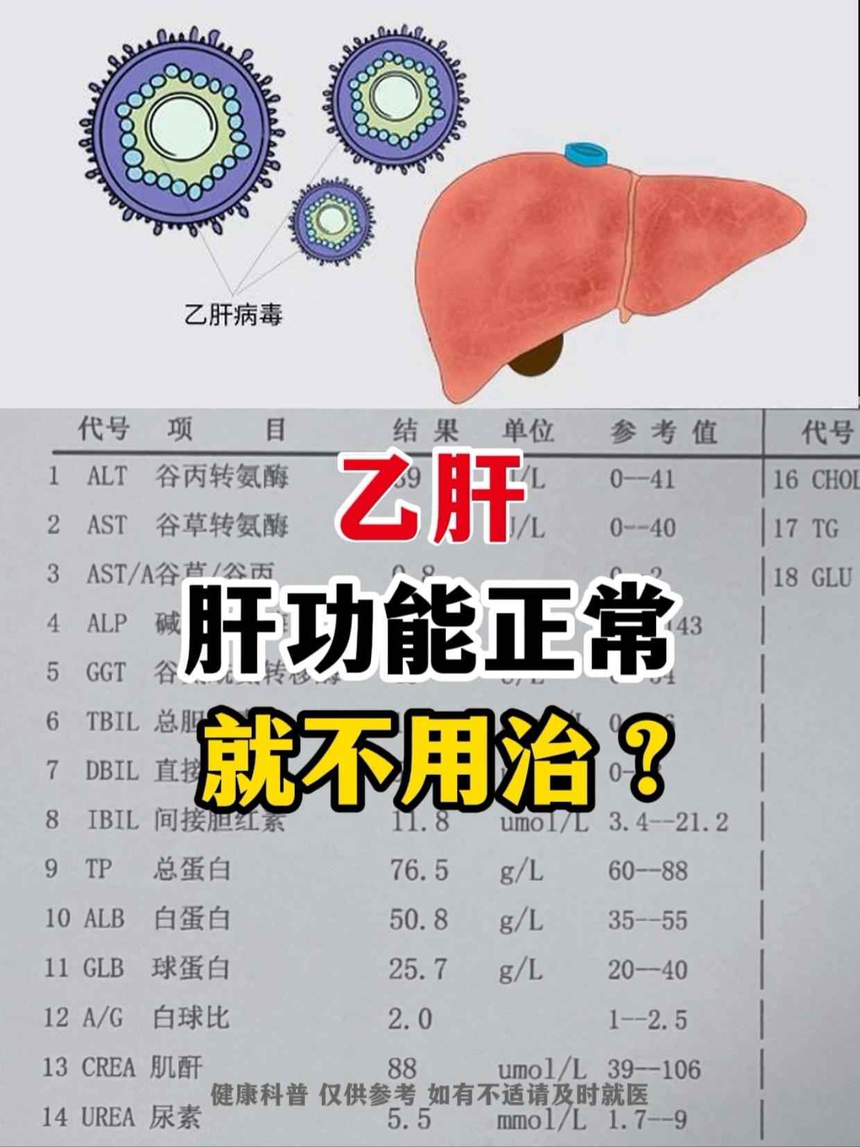 乙肝肝功能正常就不需要吃药？。这其实是个误区。以前的观点的确是乙肝不管...