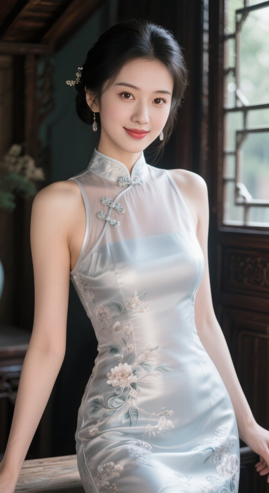 清纯美眉旗袍入画，一颦一笑尽显风华