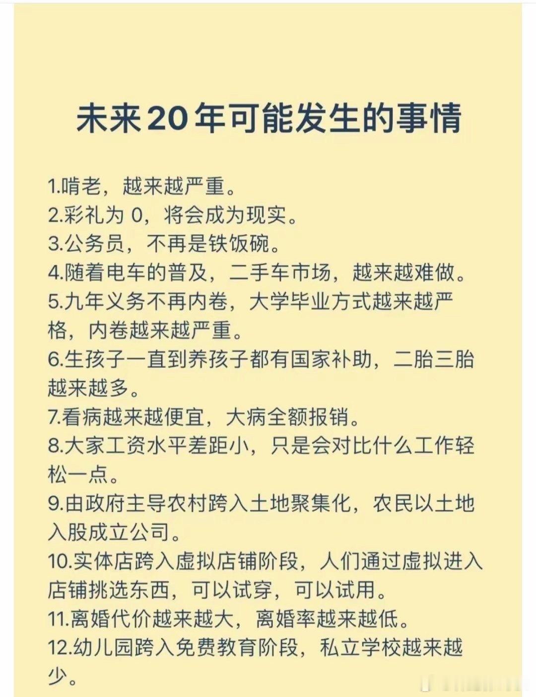 未来20年可能发生的32件事，图中这些应当都差不多。​​​