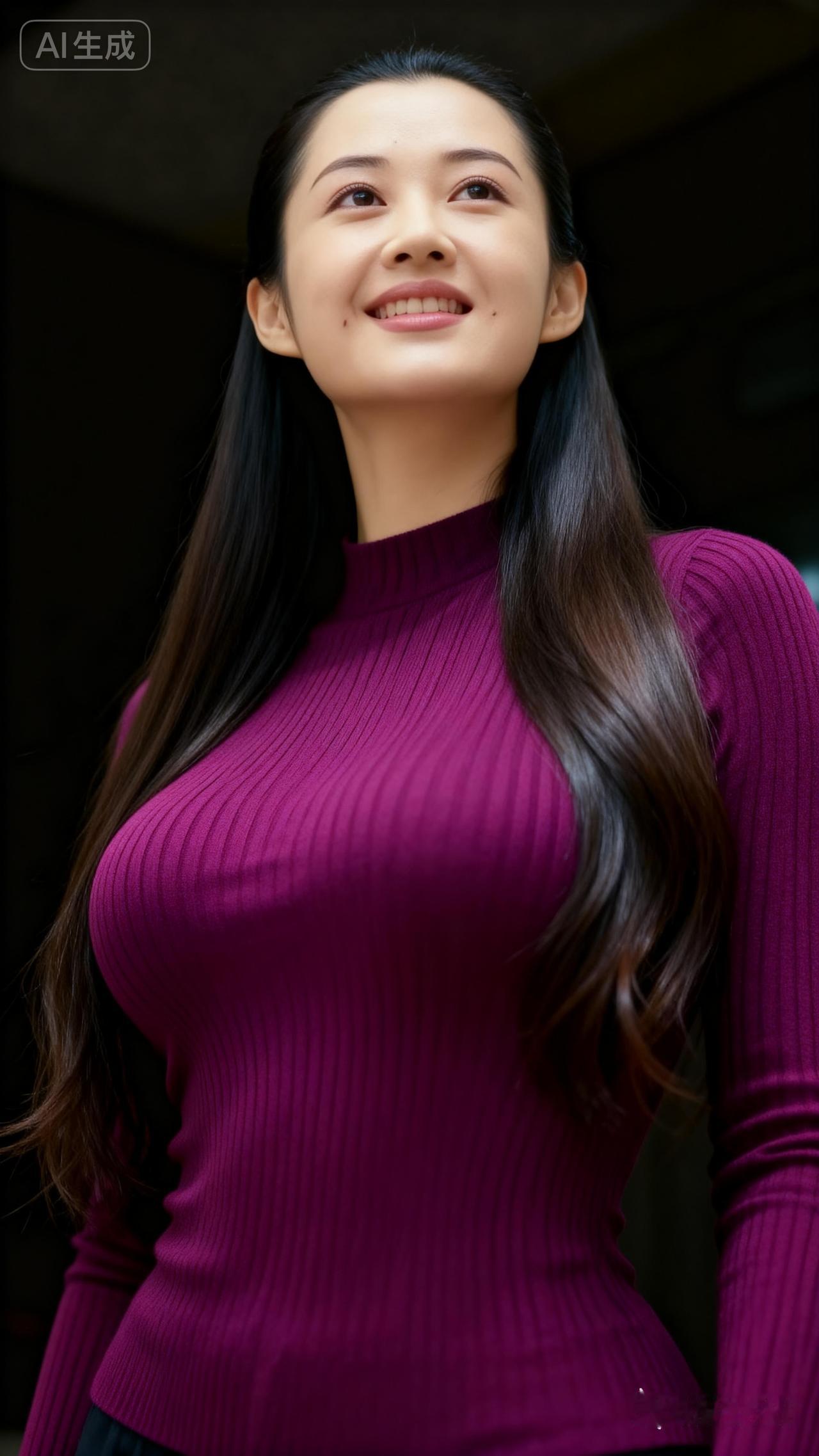 紫色高领毛衣，优雅气质，尽显女性魅力！💜✨