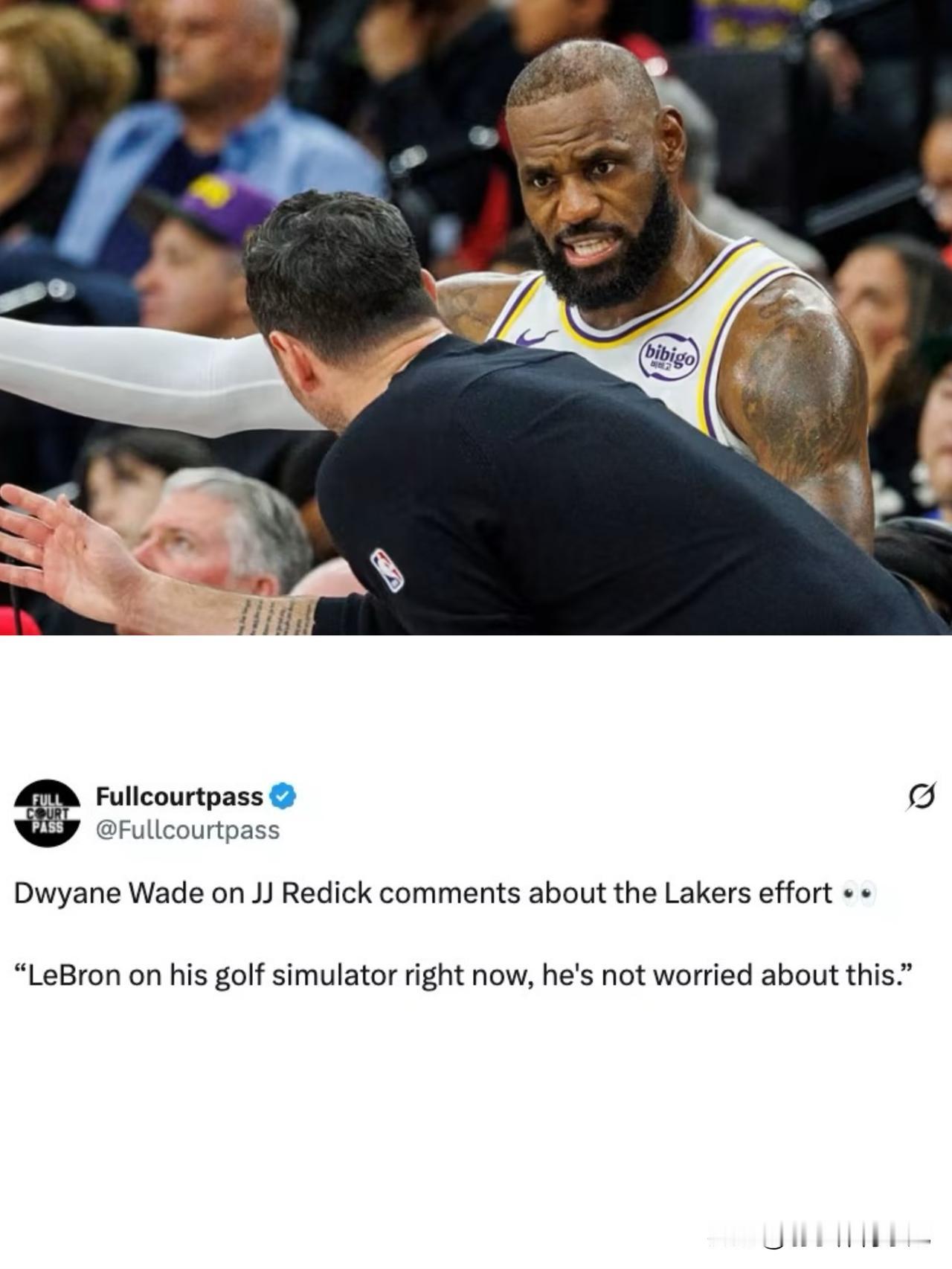 雷迪克算啥？詹姆斯根本不在意？韦德在播客节目中透露：“勒布朗现在正玩着高尔夫模