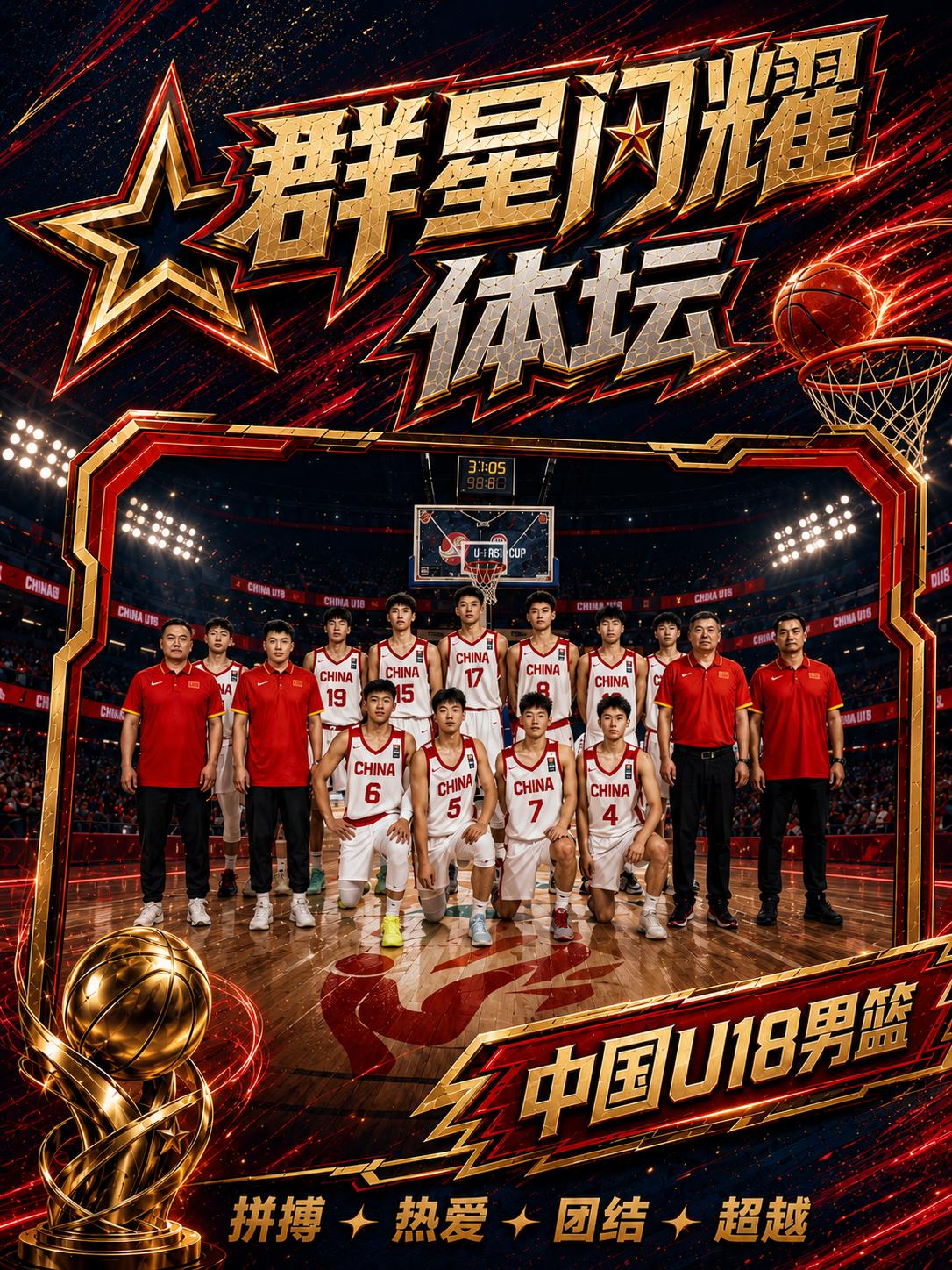 群星闪耀体坛 时隔12年重返U18男篮亚洲杯决赛，斩获亚军，拿下2027年U19