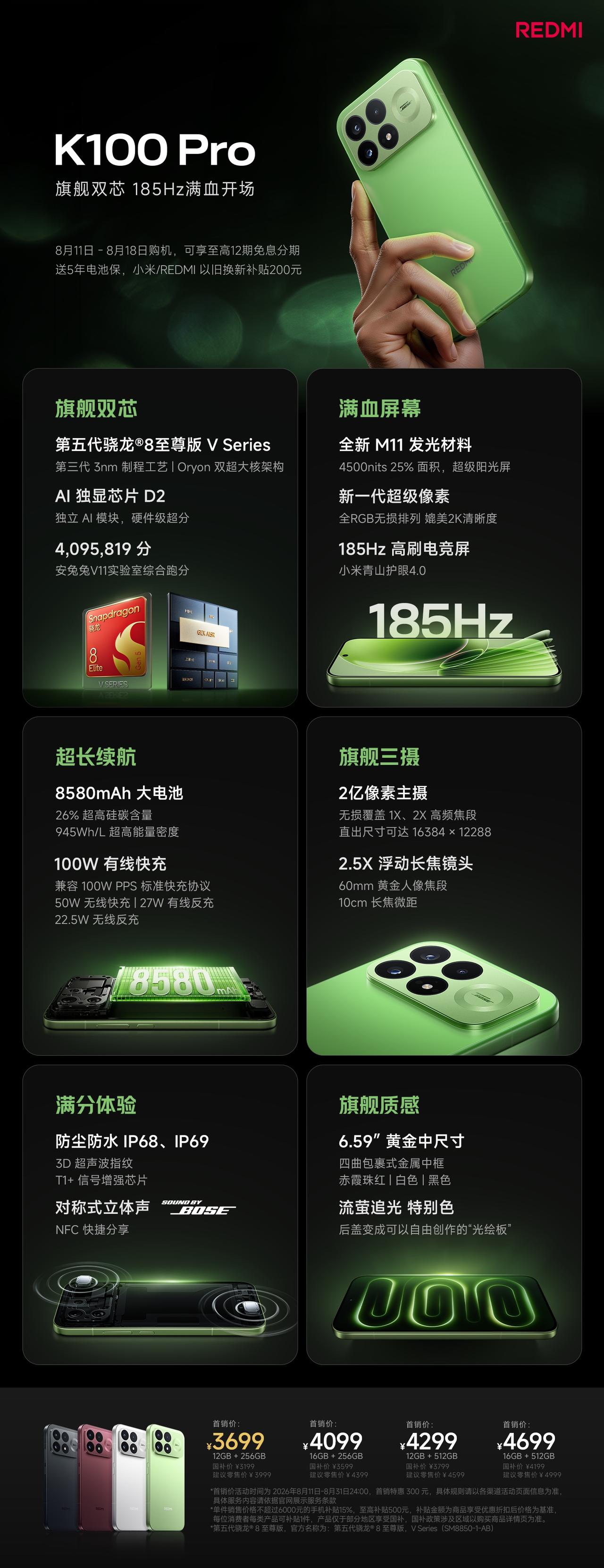 REDMIK100Pro国补后3199元起，配备骁龙旗舰芯+独显D2，搭载1