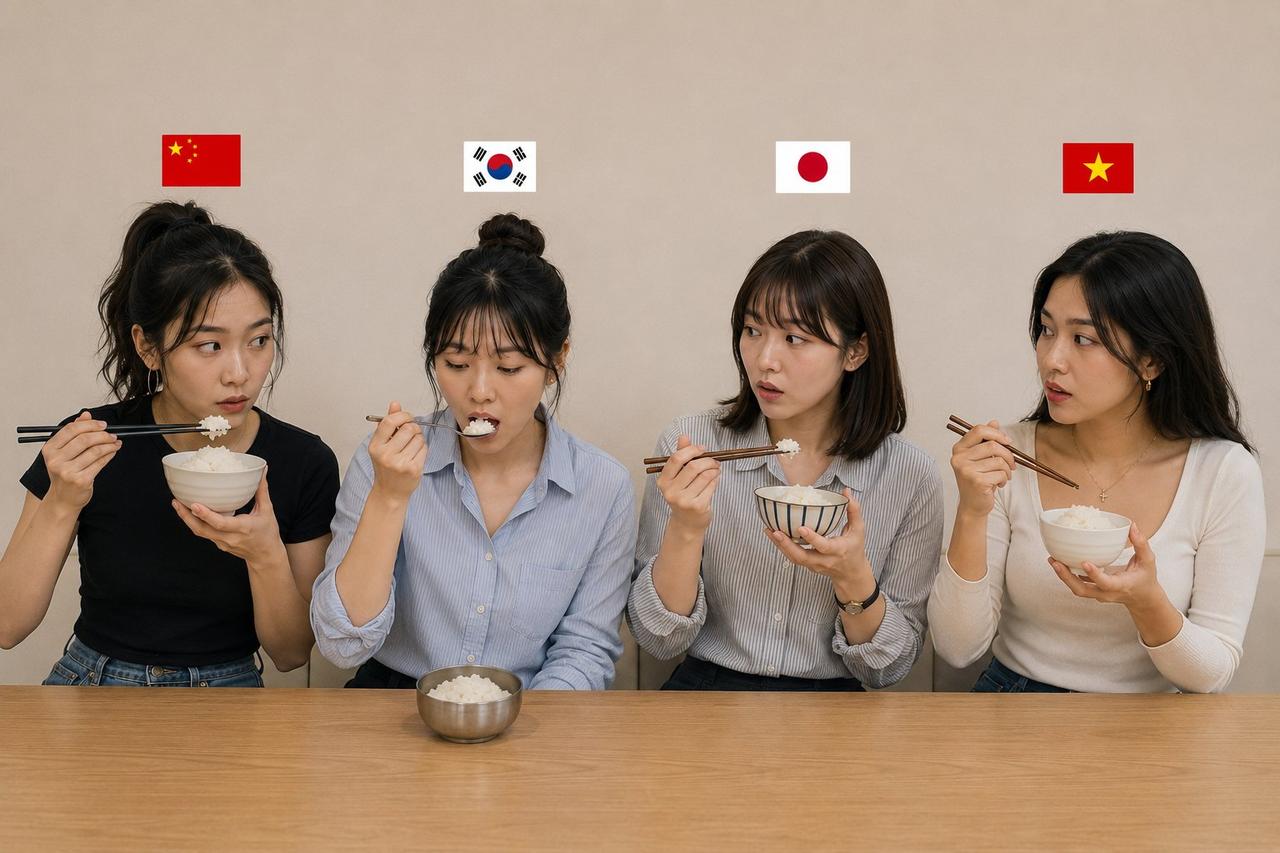同样吃着白米饭，四个国家的吃饭方式，差别居然这么大？中国、日本、越南的人，