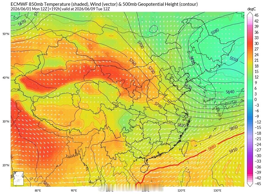 【后期江南地区的梅雨季或将开启】随着上旬后期的冷空气南下，副热带高压将南移至南海