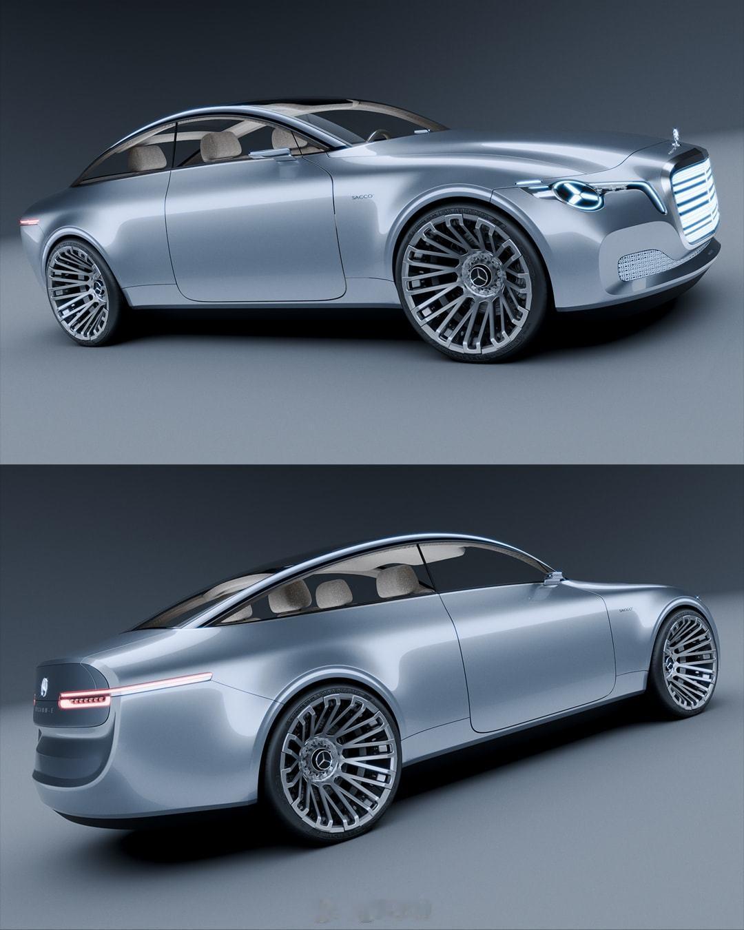 奔驰Vision-E概念车，民间设计师作品，个人觉得这就是一个满分设计，大家觉