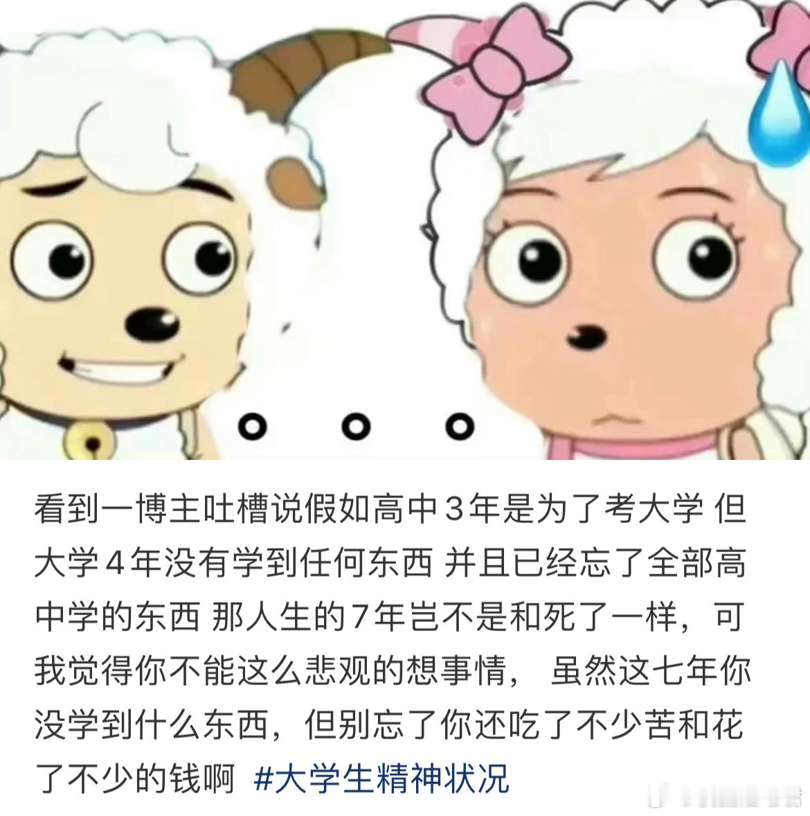 虽然这七年你没学到什么东西，但别忘了你还吃了不少苦和花了不少的钱啊​​​