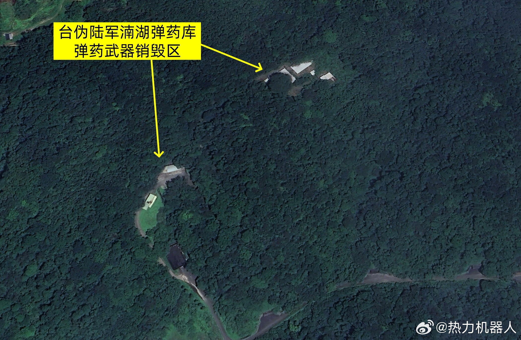 台湾军事信息从卫星图看台伪新建的大型弹药库。台伪陆军六军团第三地区支援指挥部，