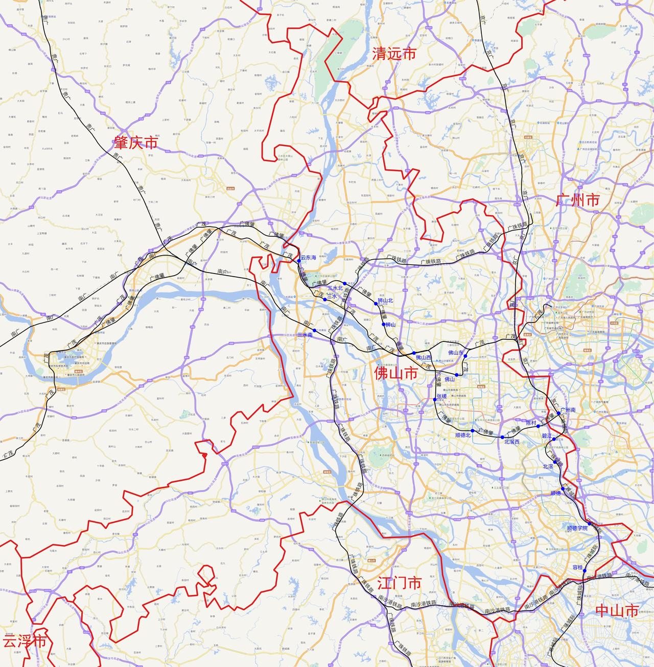 广东省佛山市主要火车站分布图根据铁路12360数据，广东省佛山市目前有以下火车