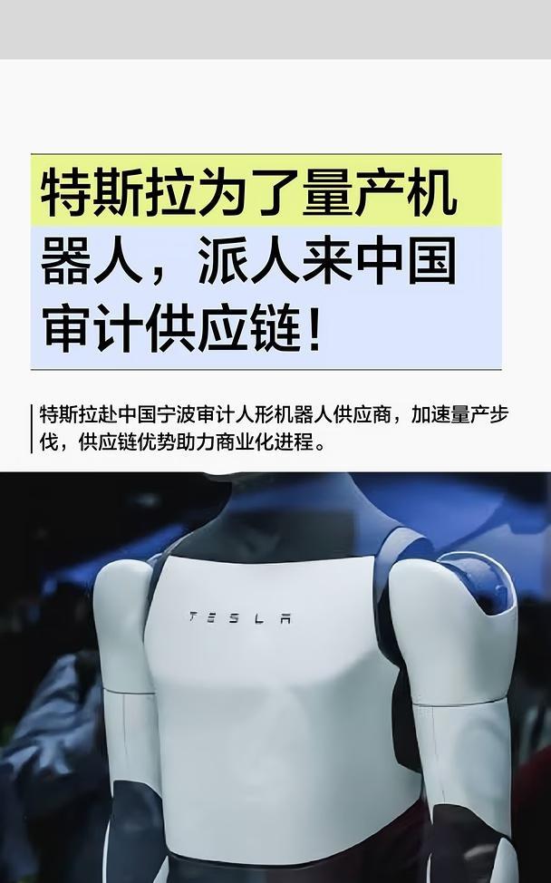 特斯拉为了量产机器人，派人来中国审计供应特斯拉工程师到中国宁波检查人形机器人O
