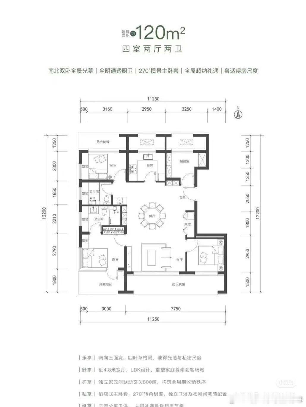 【后沙峪青雲国樾户型图曝光！】1⃣️79㎡三居两卫(110户）低门槛上车户型，三