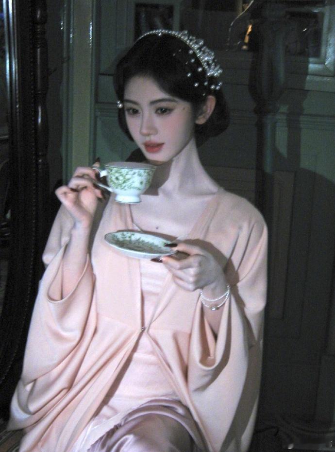 鞠婧祎粉色这套，鞠婧祎发了苏绿夏九宫格，这个苏绿夏实在美丽，完全的风情万种啊！