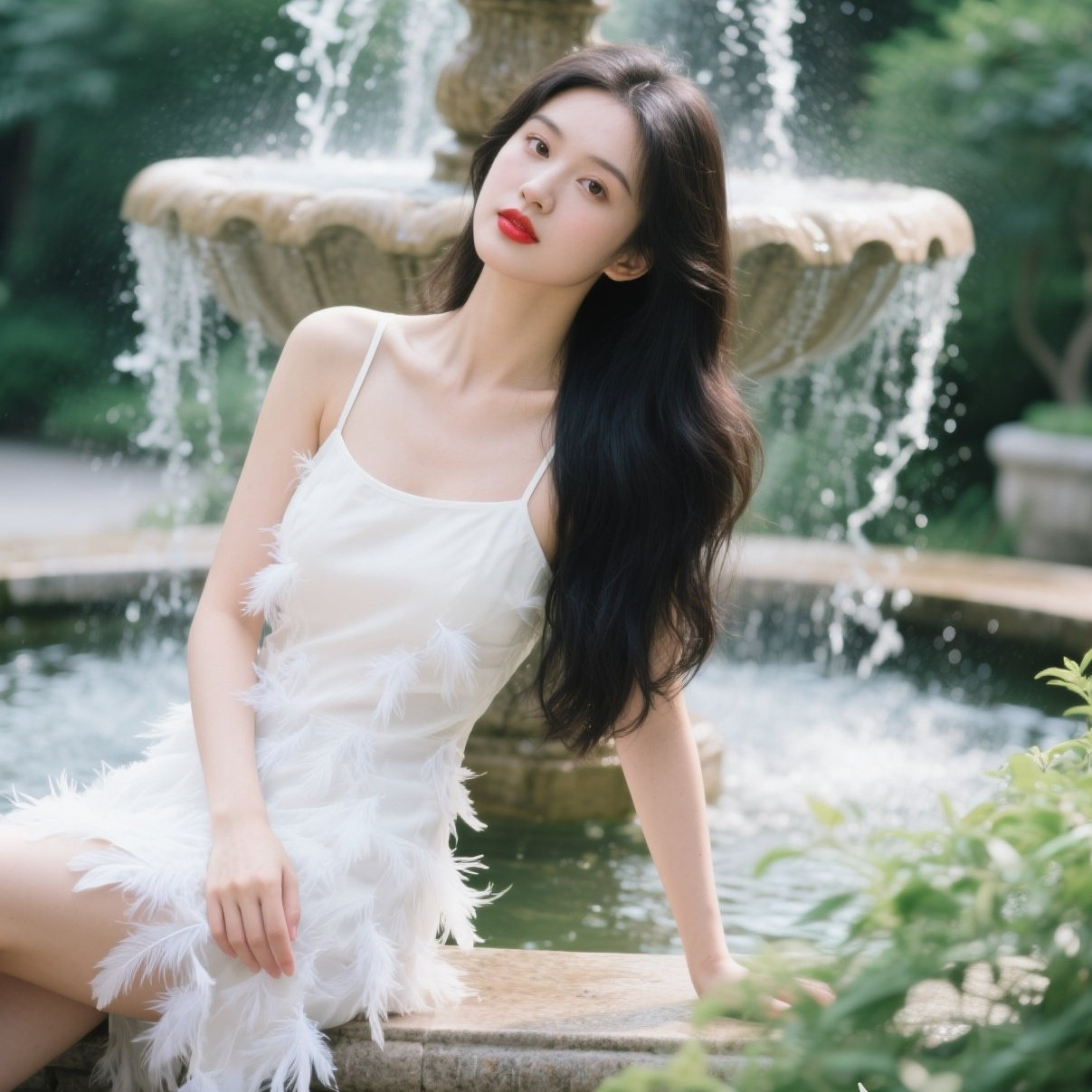 温婉淑女白裙飘逸似梦境