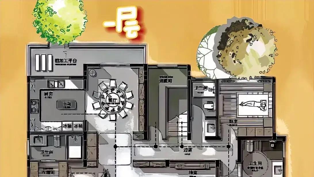 240㎡野墅的天花板,用双玄关+零洄游,打破二次小楼空间的内卷?