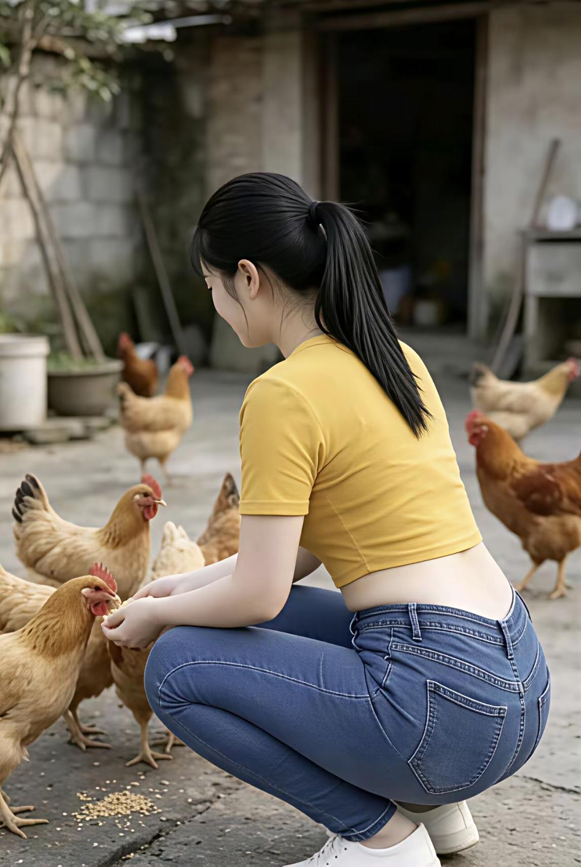 田园生活，与鸡共舞，感受自然的美好！🐔🌿🌞