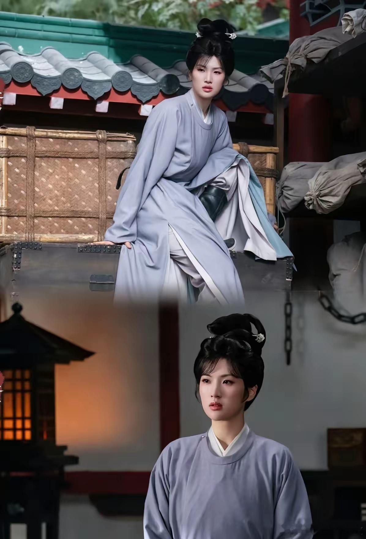 姚安娜古装她一身唐装，妆造典雅，精致且古典，很还原，感觉唐妆造型还挺适合姚安娜，