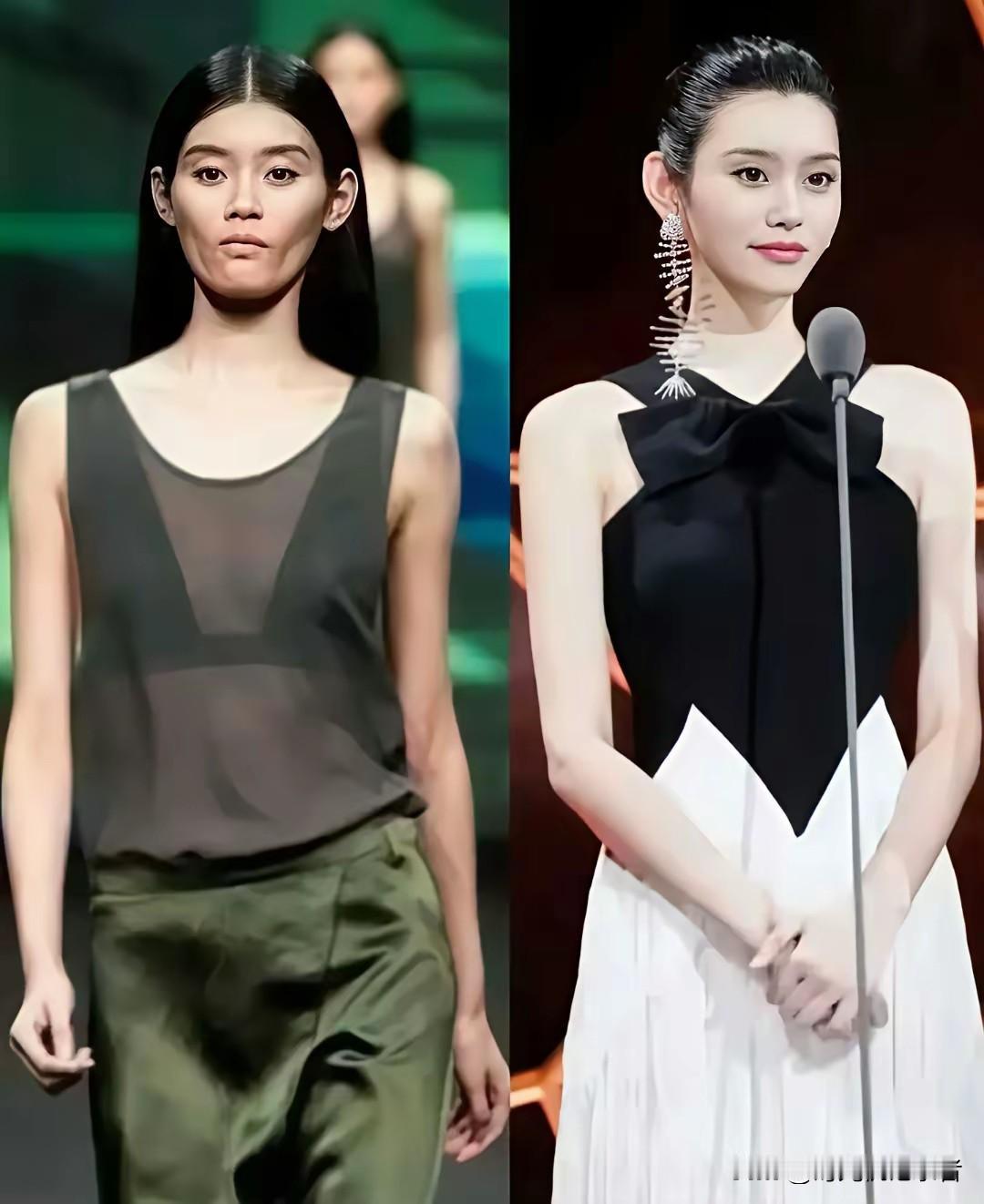 奚梦瑶真的告诉大家什么是胖了才旺自己，奚梦瑶当模特时候真是并不突出，为了走秀真是