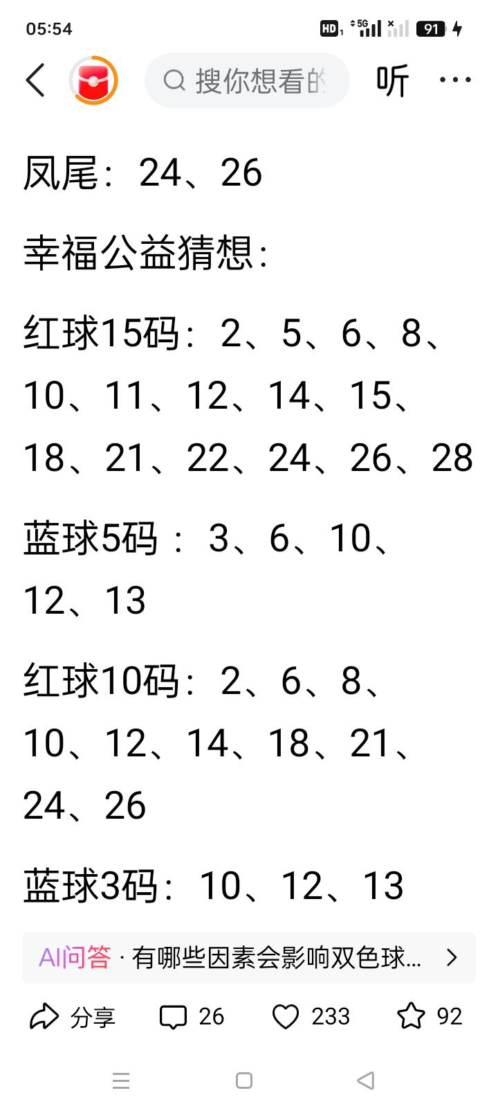 双色球二区断区后会不会强补（结合26074期1:0:5极端走势讲清楚）一、