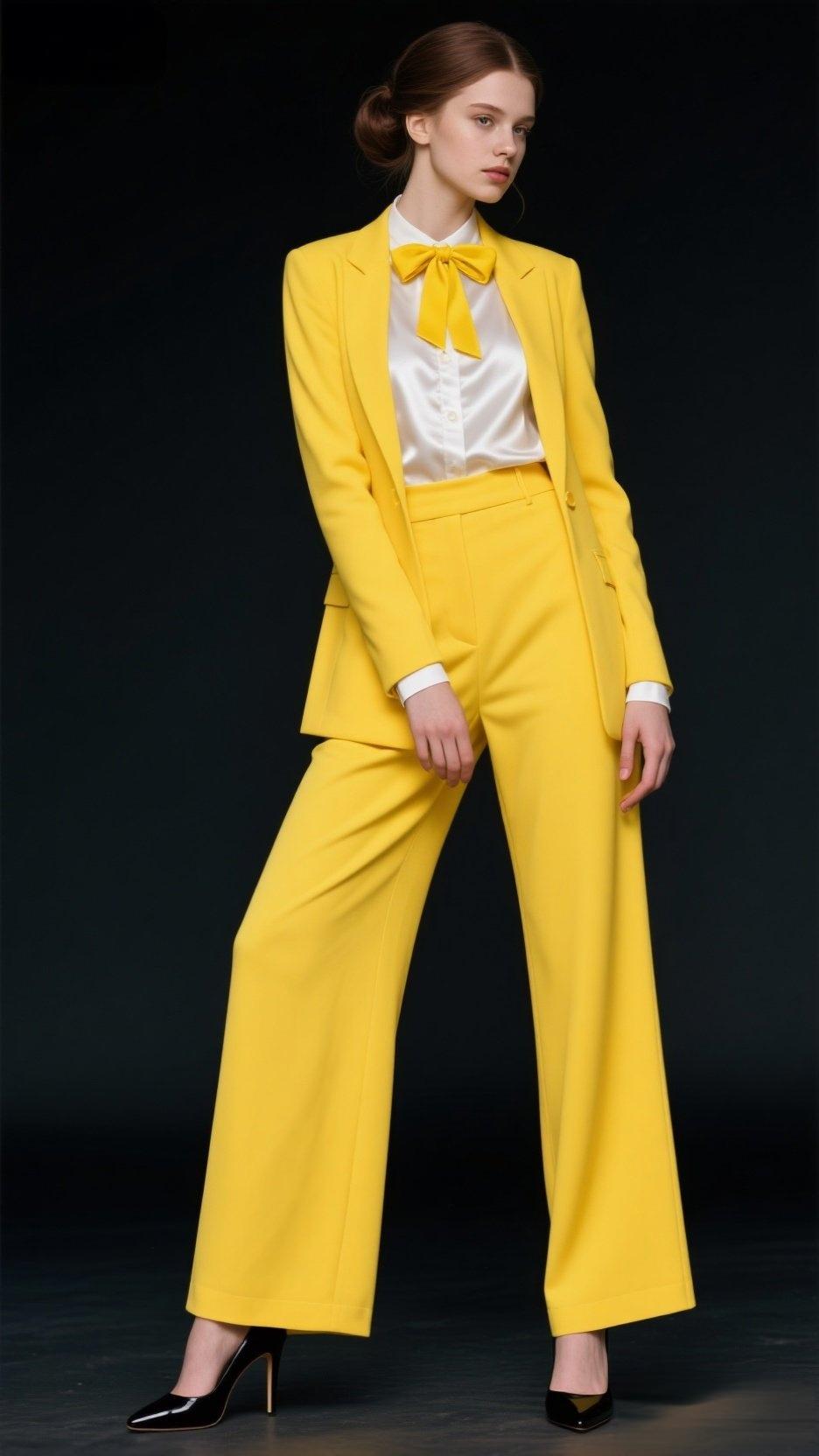 活力满满的黄色西装穿搭，时尚又显气质！如何搭配服装才能展现优雅气质?