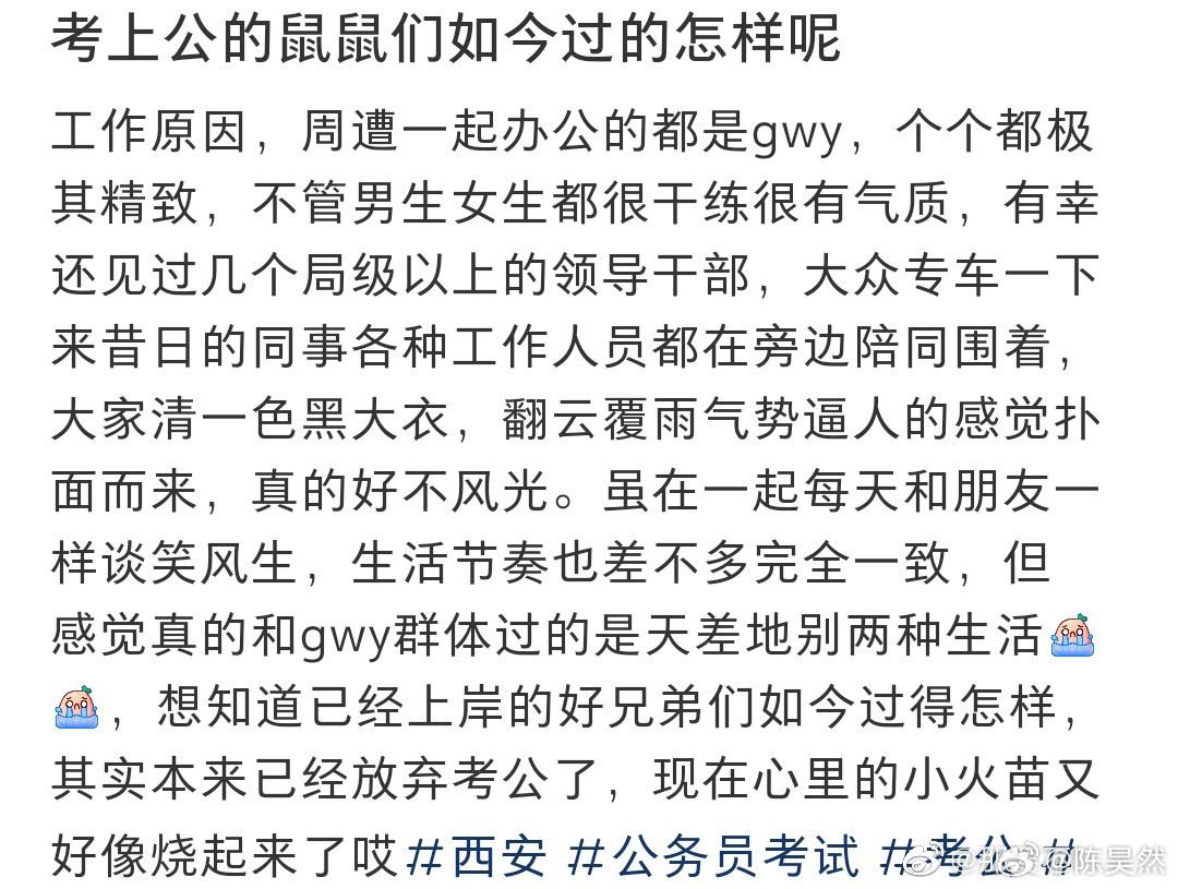已经考上公务员的朋友门如今过的怎样了呢