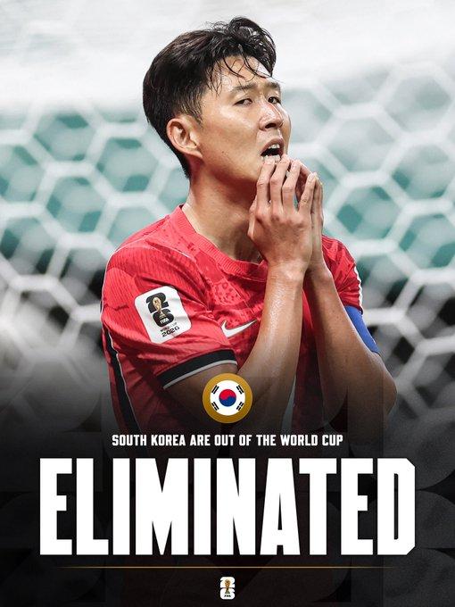 韩国队已确认出局！正如我们昨天分析的一样，三个条件，必须满足两个，韩国才能出