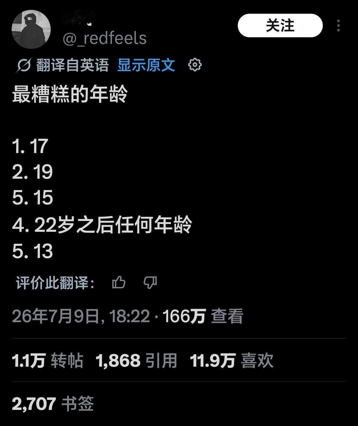 网友评选的最糟糕的年龄