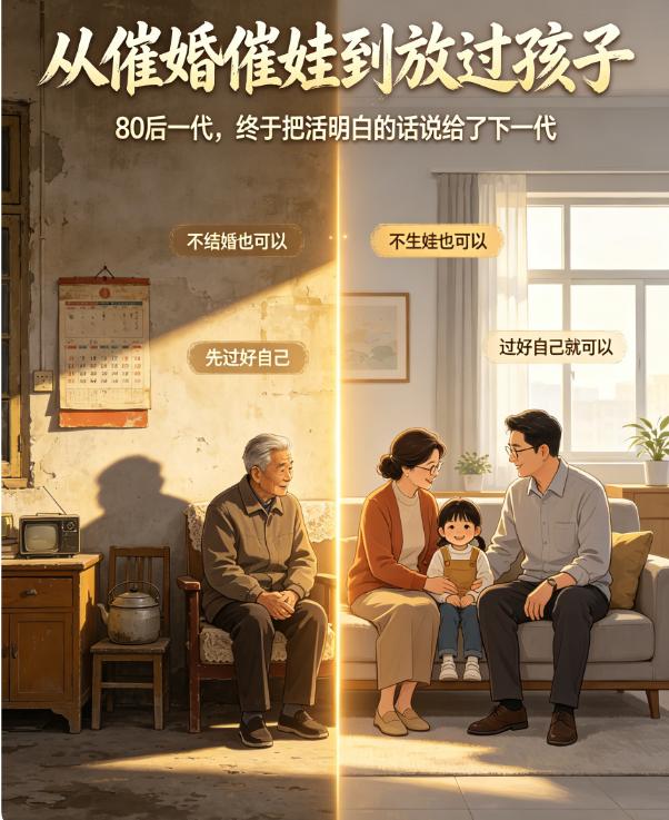 《当年催婚最狠的80后，如今转头对孩子说：不结婚也行，自己开心就好》你有没有