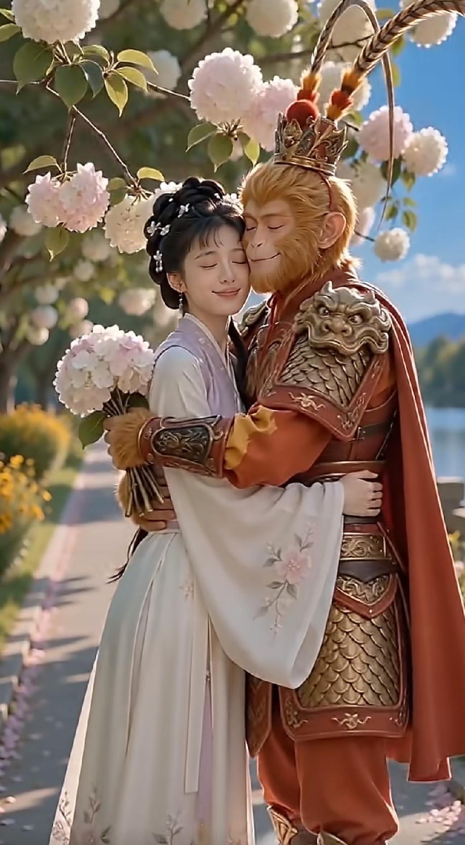 西游记与红楼梦结合了!孙悟空与林黛玉结婚，并且生了小孩。取名孙小朵。孙悟空都有