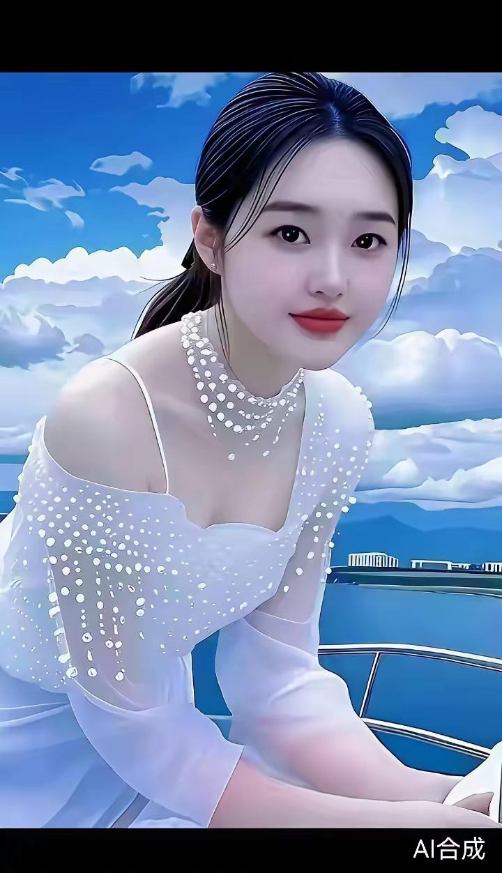 梦幻海滨度假，白裙飘飘，AI合成美照