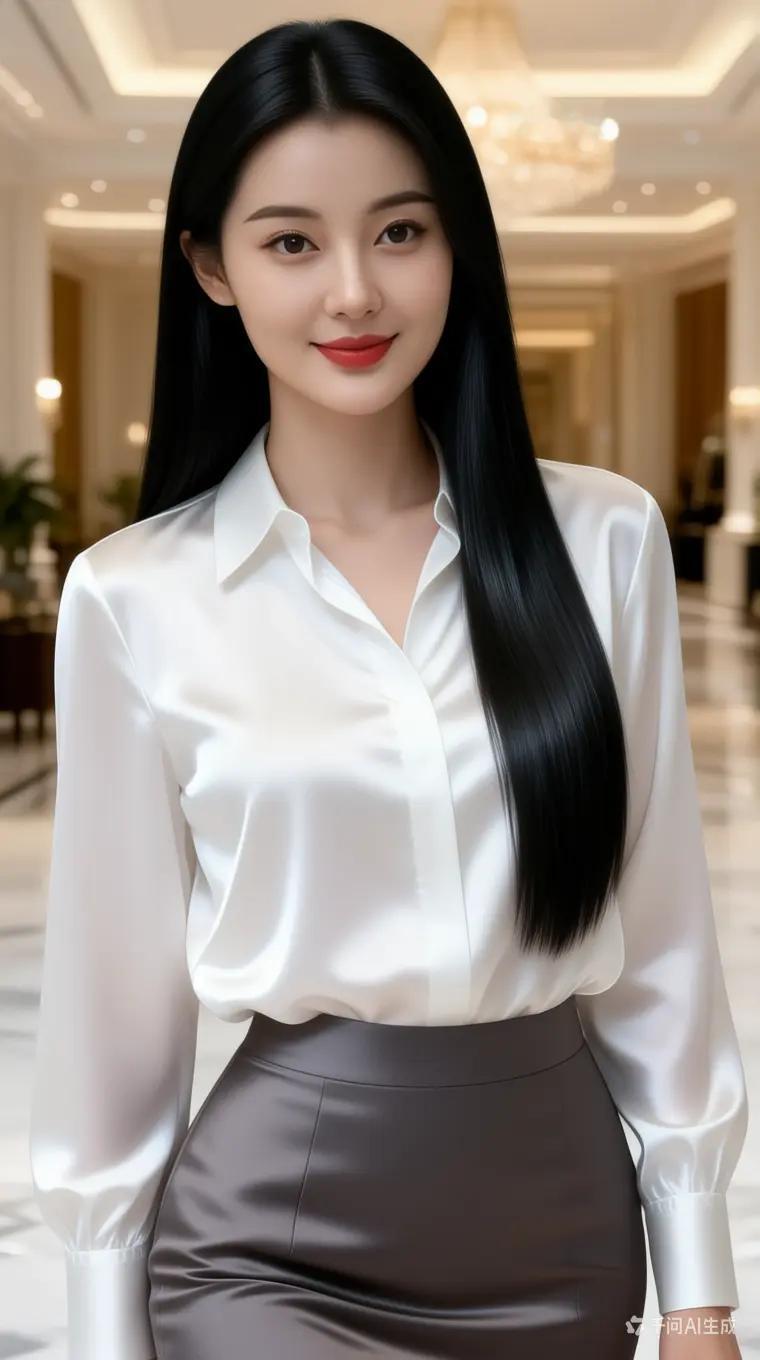 优雅白衬衫搭配高腰裙，都市丽人风范！👗✨