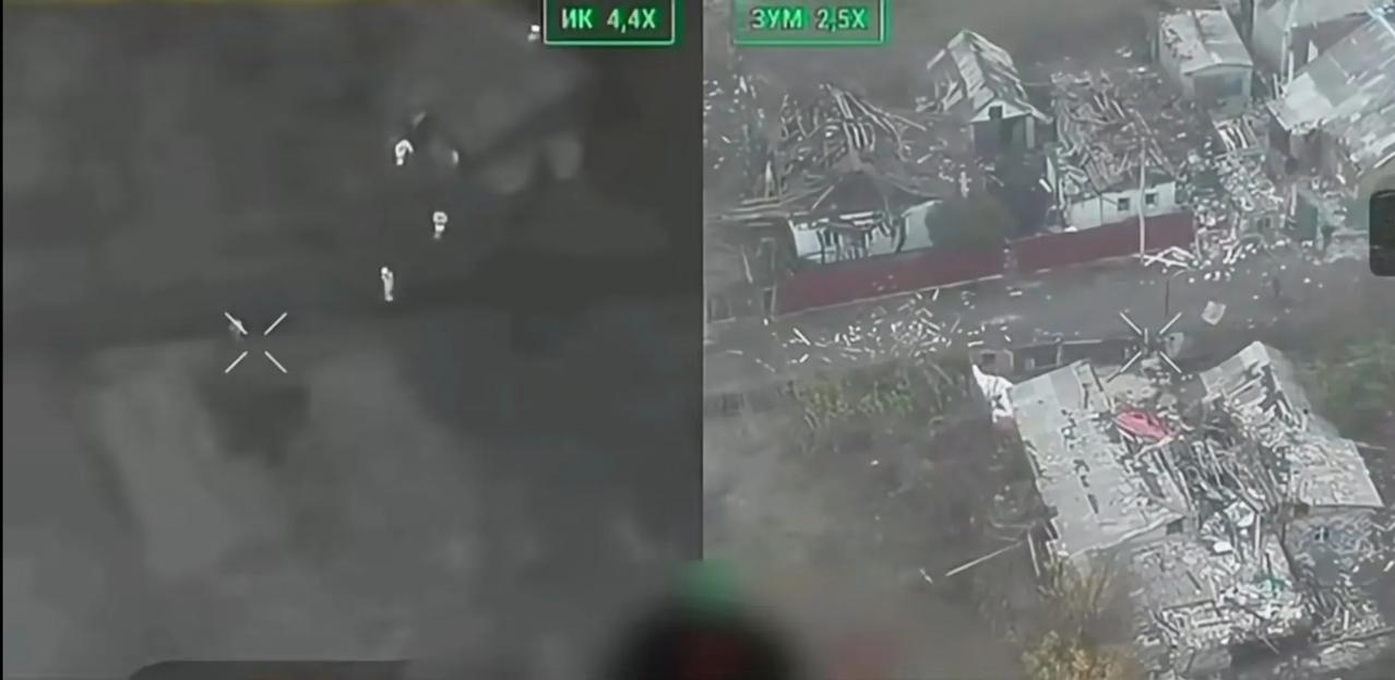 乌军无人机拍摄的俄军中部集群突击队在米尔诺格勒(季米特洛夫)活动情况,可以看到除